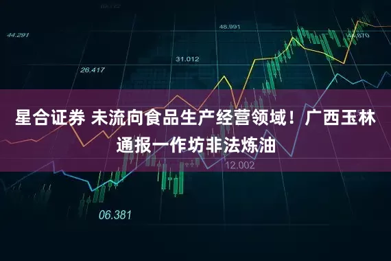 星合证券 未流向食品生产经营领域！广西玉林通报一作坊非法炼油